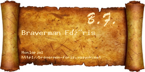 Braverman Fóris névjegykártya
